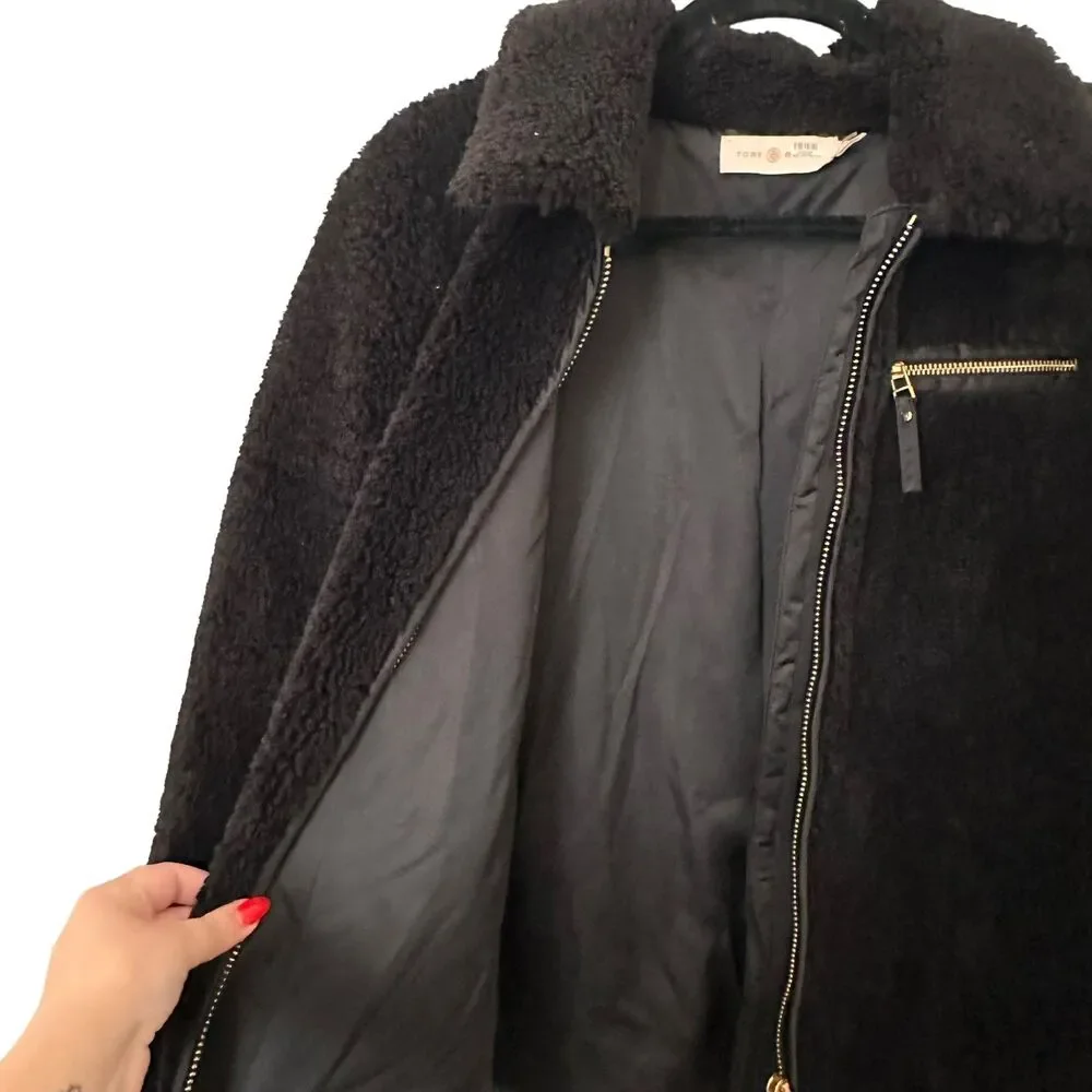 TORY BURCH‎ Tie-Cuff Faux Fur Jacket Sz Medium